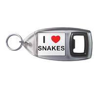 I Love Heart Snakes - Plastic Bottle Opener Key Ring
