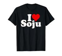 I Love Heart Soju Korean Rice Wine Distilled Alcohol Value Graphic T-Shirt, Men, Black, M