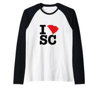 I Love (Heart) South Carolina State Map SC USA Raglan Baseball Tee