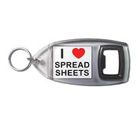 I Love Heart Spreadsheets - Plastic Bottle Opener Key Ring