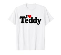 I Love Heart Teddy TED Theodore Name ON A TEE Value Graphic T-Shirt, Men, White, S
