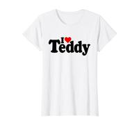 I Love Heart Teddy TED Theodore Name ON A TEE Value Graphic T-Shirt, Women, White, XL