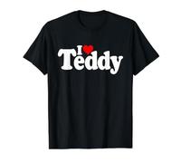 I Love Heart Teddy TED Theodore Name ON A TEE White Text Value Graphic T-Shirt, Men, Black, M