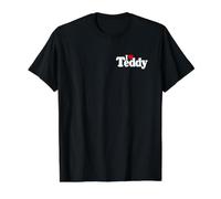 I Love Heart Teddy TED Theodore Name ON A TEE White Text Value Graphic T-Shirt, Men, Black, S