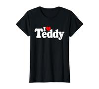 I Love Heart Teddy TED Theodore Name ON A TEE White Text Value Graphic T-Shirt, Women, Black, S