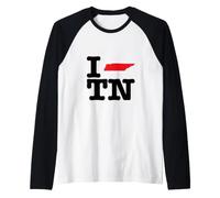 I Love (Heart) Tennessee State Map TN USA Raglan Baseball Tee