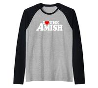 I Love Heart The Amish Raglan Baseball Tee