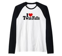 I Love Heart Twin Falls Idaho Raglan Baseball Tee