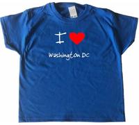 I Love Heart Washington DC Royal Blue Kids T-Shirt (White Print)-9-11 Years