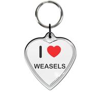 I Love Heart Weasels Small Heart Shaped Key Ring