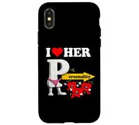 I Love Her Personality Funny Valentine's Day Couple Matching Case for iPhone X/XS