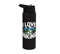I Love Hiking Enthusiast Mountain Path Stainless Steel Insulated Water Bottle