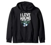 I Love Hiking Mountain Nature Trail Zip Hoodie