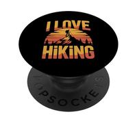 I Love Hiking Mountain Sunset Trekking PopSockets Adhesive PopGrip