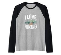 I Love Hiking Mountain Trail Explorer Raglan Baseball Tee