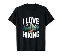 I Love Hiking Mountain Trail Explorer Value Graphic T-Shirt, Men, Black, M