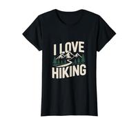 I Love Hiking on the Mountain Forest Path Value Graphic T-Shirt, Women, Black, XL