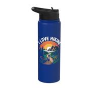 I Love Hiking Scenic Mountain Sunrise Path Stainless Steel Insulated Water Bottle