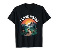I Love Hiking Scenic Mountain Sunrise Path Value Graphic T-Shirt, Men, Black, M