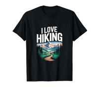I Love Hiking Scenic Mountain Trail Lover Value Graphic T-Shirt, Men, Black, M