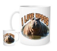I Love Hippos. 11oz Ceramic Mug for Tea or Coffee