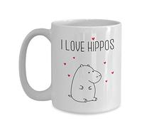 I Love Hippos Mug - Funny Tea Hot Cocoa Coffee Cup - Novelty Birthday Christmas Anniversary Gag Gifts Idea