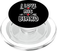 I Love His Beard gift for Beard lover women PopSockets PopGrip for MagSafe