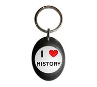 I Love History - Black Plastic Oval Key Ring