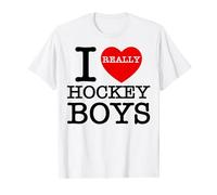 I Love Hockey Boys Funny Gifts Lover GF BF Valentines Day T-Shirt