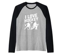 I Love Hockey Enthusiast Spirit Raglan Baseball Tee