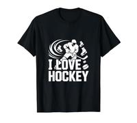 I Love Hockey Skates Player Puck Slogan Value Graphic T-Shirt, Men, Black, XL