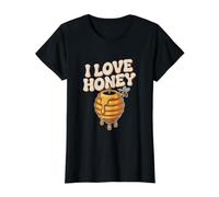 I Love Honey Bee Hive Enthusiast Design Value Graphic T-Shirt, Women, Black, S