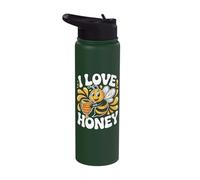 I Love Honey Cute Bee Enthusiast Art Stainless Steel Insulated Water Bottle