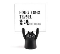 I Love Hong Kong China Art Deco Fashion Memo Holder Cartoon Black Cat Stand Decoration
