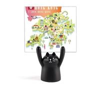 I Love Hong Kong Map China Location Memo Holder Cartoon Black Cat Stand Decoration