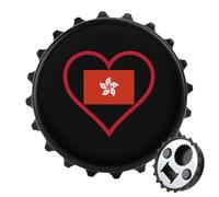 I Love Hong Kong Red Heart 2 in 1 Magnetic Beer Bottle Opener Fridge Magnets Easy Storage Gift for Men Women Black-Style
