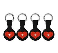 I Love HongKong Compatible with Airtag Locator Silicone Protective Case with Keychain 4PCS