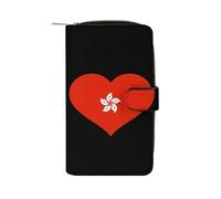 I Love Hongkong PU Leather Wallet Cloth with 12 Card Holder Handbag Long Clutch for Men Women
