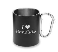 I Love Honolulu Travel City Hawaii USA Metal Cup Carabiner Handle, Camping Mug