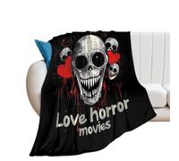 I Love Horror Movies Throw Blanket Soft Lightweight Luxury Flannel Blankets for Bed Couch Sofa All Seasons 30"x40"/40"x50"/50"x60"/60"x80"