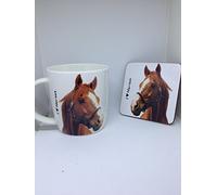 I Love Horses Mug and coaster set (Brown)