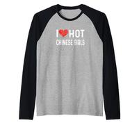 I Love Hot Chinese Girls - China Shanghai Chongqing Beijing Raglan Baseball Tee