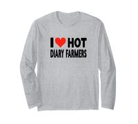 I Love Hot Dairy Farmers Cow Cattle Heifer - Heart - Farming Long Sleeve T-Shirt