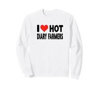 I Love Hot Dairy Farmers Cow Cattle Heifer - Heart - Farming Sweatshirt