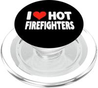 I Love Hot Fire Fighters Heart - Fire Fighting Volunteer PopSockets PopGrip for MagSafe