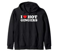 I Love Hot Gingers I Heart Hot Gingers Funny Redhead Zip Hoodie