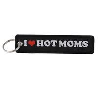 I Love Hot Moms Heart Phrase Funny Joke Humor MILF MILFs Mom Mother Mothers Keychain Key Tag Chain Fob Ring, Mixed, 5.1 x 1.2 inches