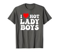 I Love Hot Red Ladyboy Heart T-Shirt, Men, Asphalt Grey, XX-Large