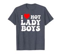 I Love Hot Red Ladyboy Heart T-Shirt, Men, Heather Blue, X-Large
