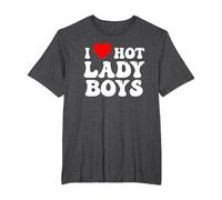 I Love Hot Red Ladyboy Heart T-Shirt, Men's Big and Tall, Dark Heather Grey, 5X Tall